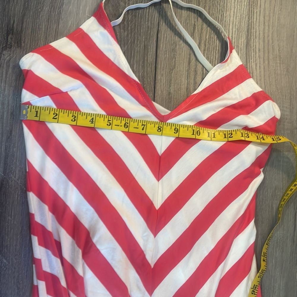 Chevron striped maxi Dress, white, Pink, Small - Picture 6 of 9